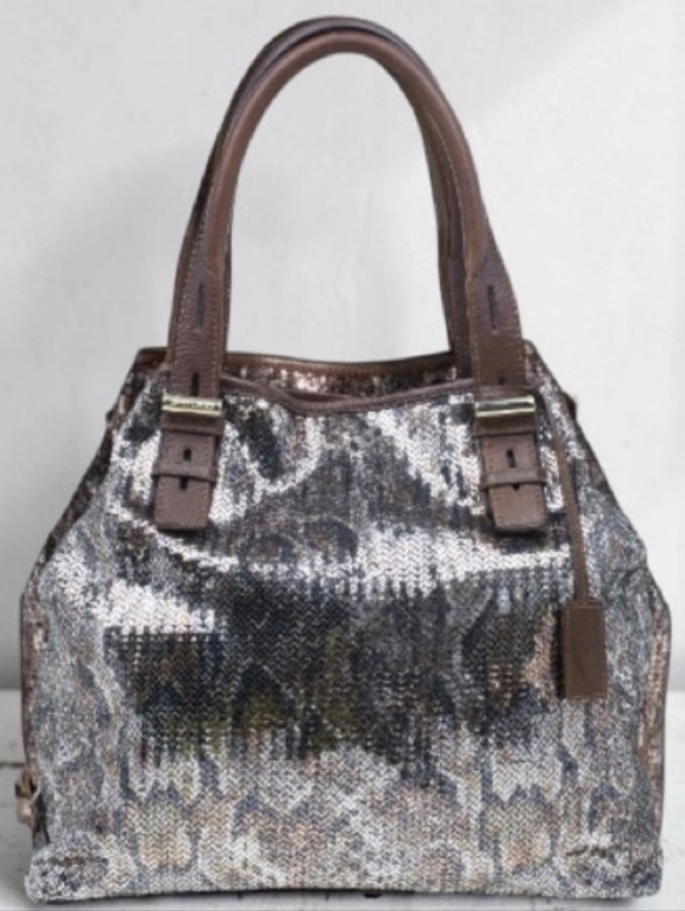 Jimmy Choo Sequined Python Snake Pattern Leather "Bea" Tote - Picture 10 of 11